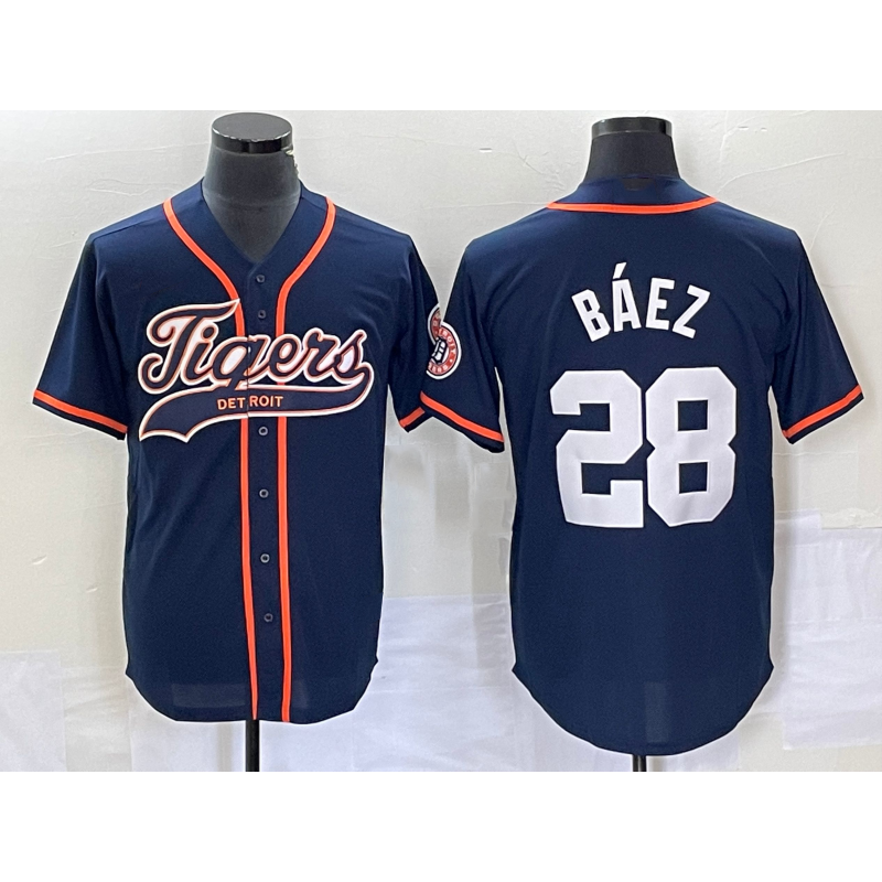 vanessashop Detroit Tigers #28 Javier B¨¢ez Navy  Cool Base Stitched Jersey