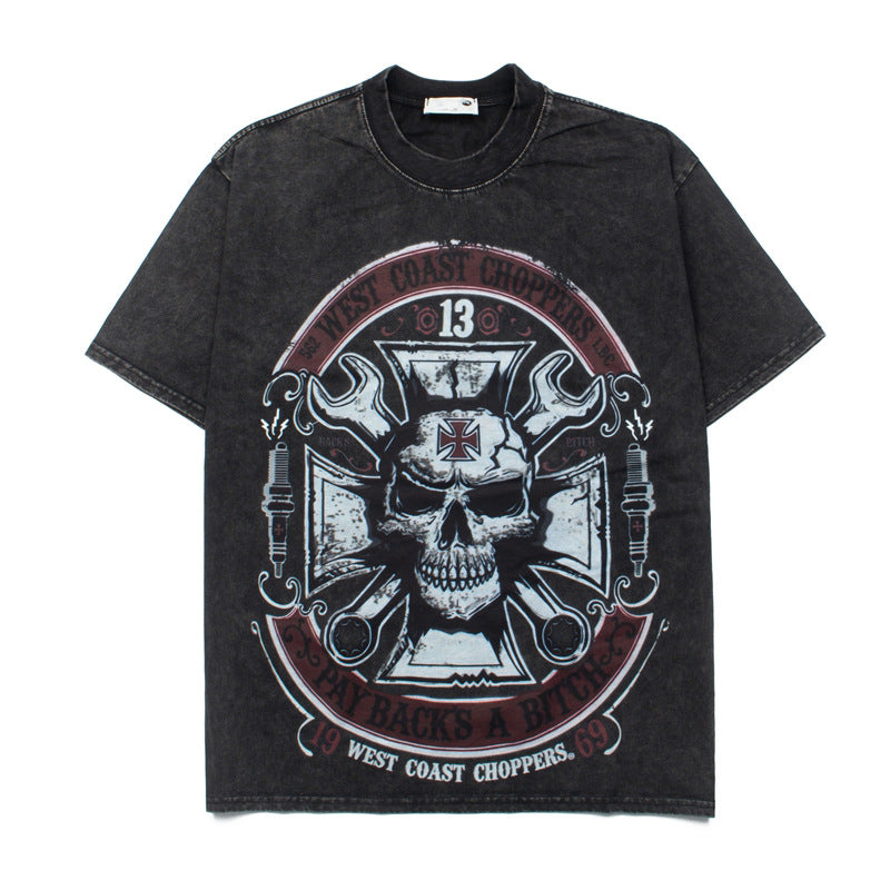 2026 American high street style washed wasteland style T-shirt