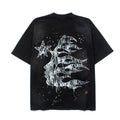 2026 American High Street Hip Hop Retro Flame Starry Sky Summer T-shirt
