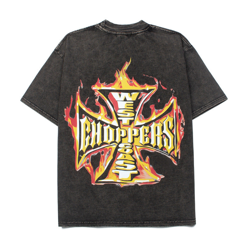 2026  New American Street Style Flame  T-shirt