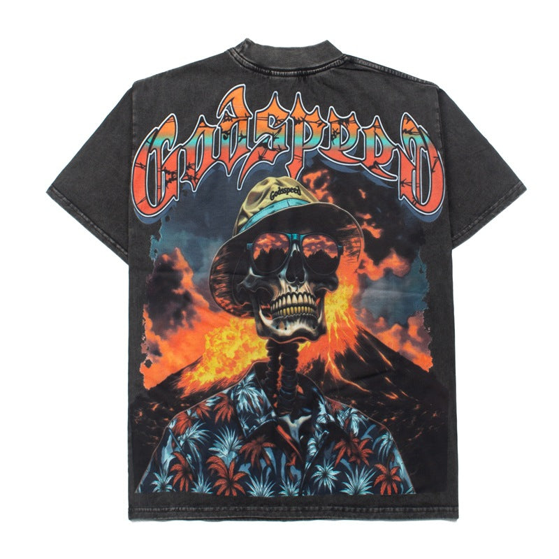 2026 European and American New Volcano Skull Loose T-shirt