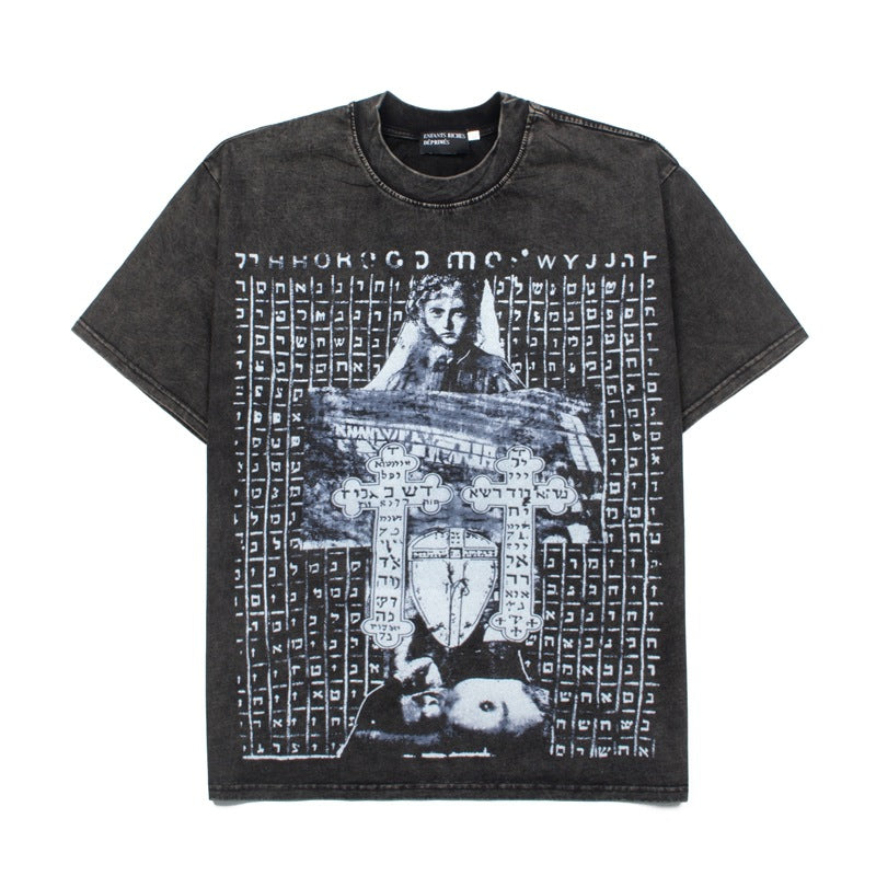 2026 American High Street Temple Cross Messenger Washed T-shirt