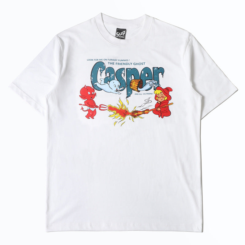 2026 American high street style new short-sleeved cartoon T-shirt