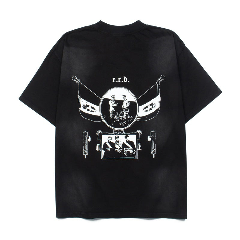 2026 American High Street Hip Hop Retro New Architectural T-shirt