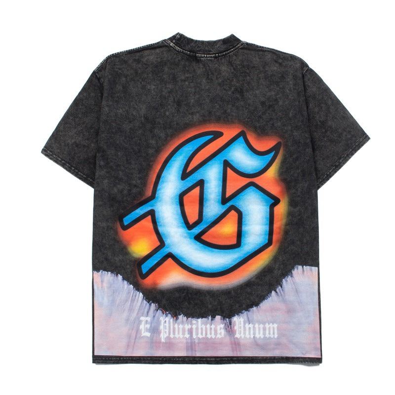 2026  American High Street Wolf Head Print  T-shirt