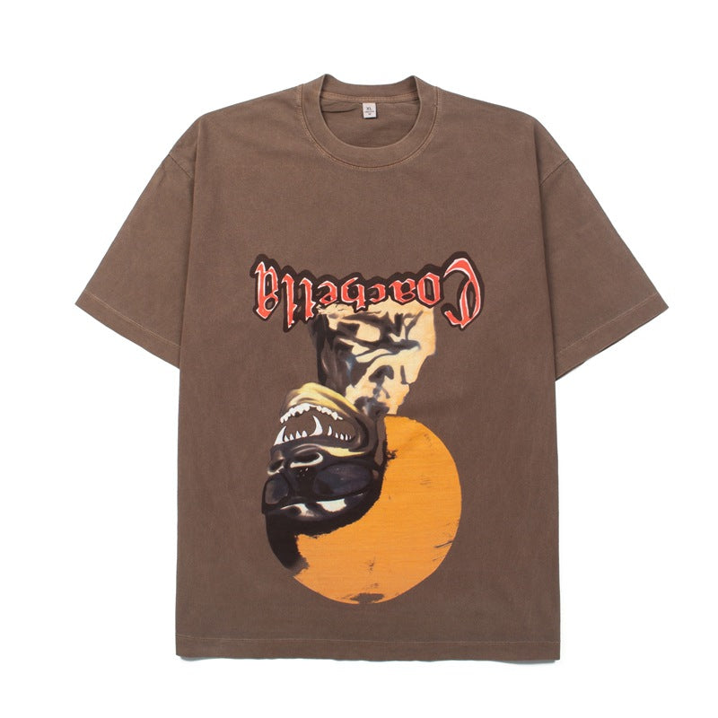2026 American trendy high street VTG four-eyed old man print T-shirt