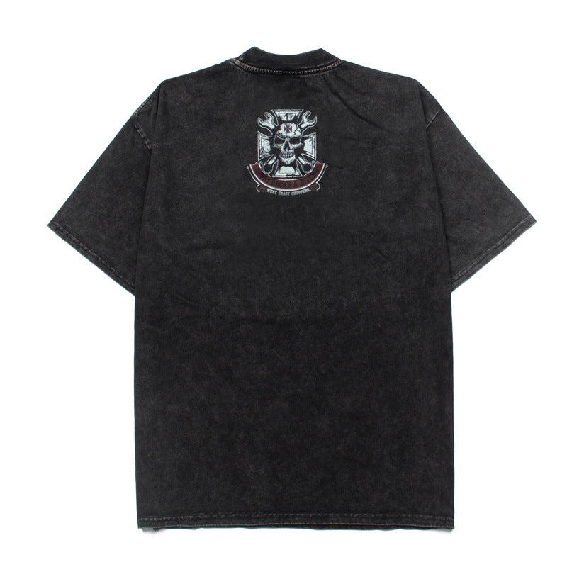 2026 American high street style washed wasteland style T-shirt