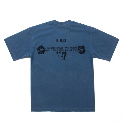 2026 American High Street Dream Letter Print Denim Blue T-shirt