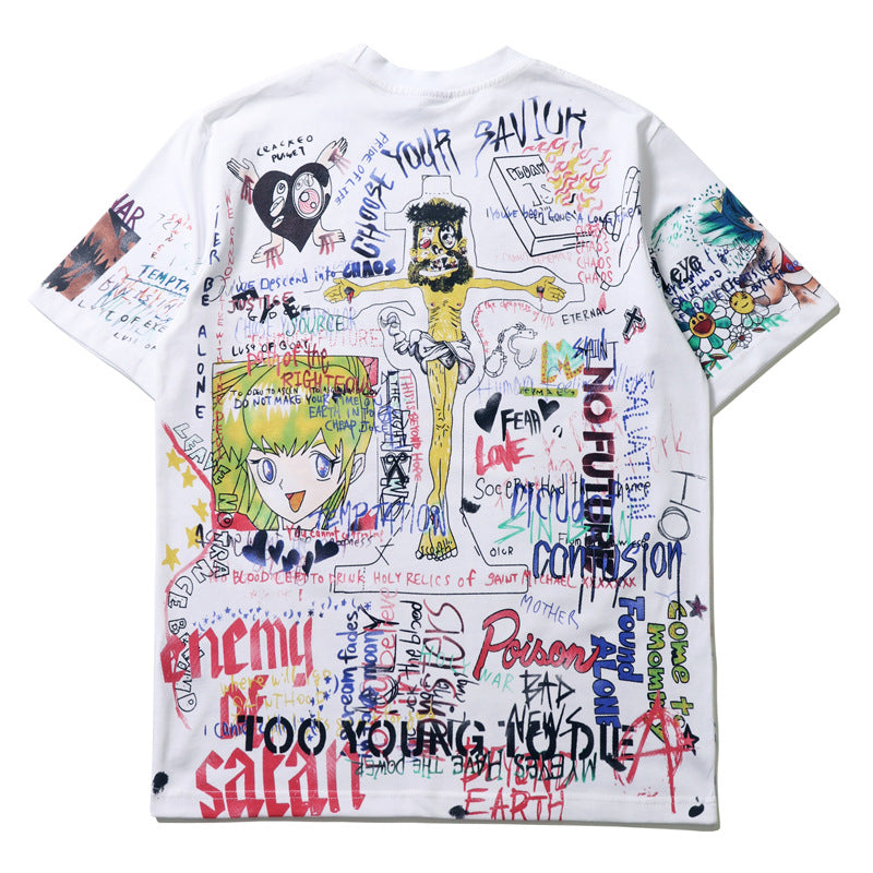2026 American Graffiti Comic Hand-Painted Creative T-shirt